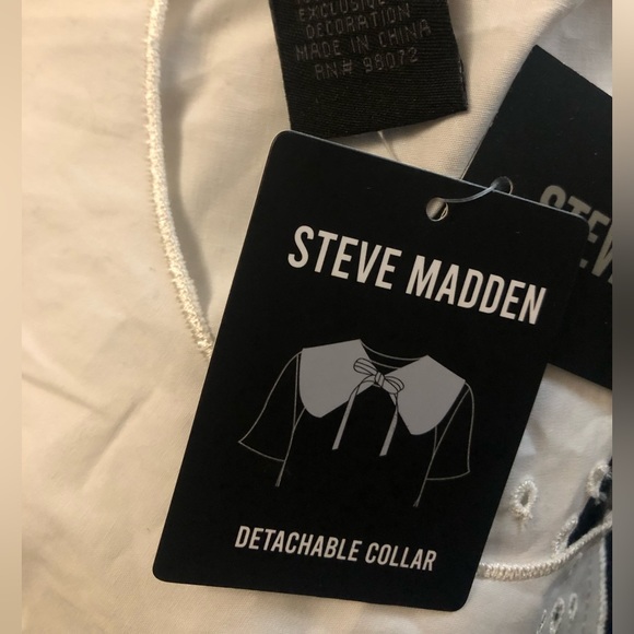 Steve Madden Imitation Pearl Trim Eyelet Detachable Collar White OSFM New - Picture 3 of 9